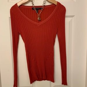 White House Black Market Ribbed V-Neck Sweater